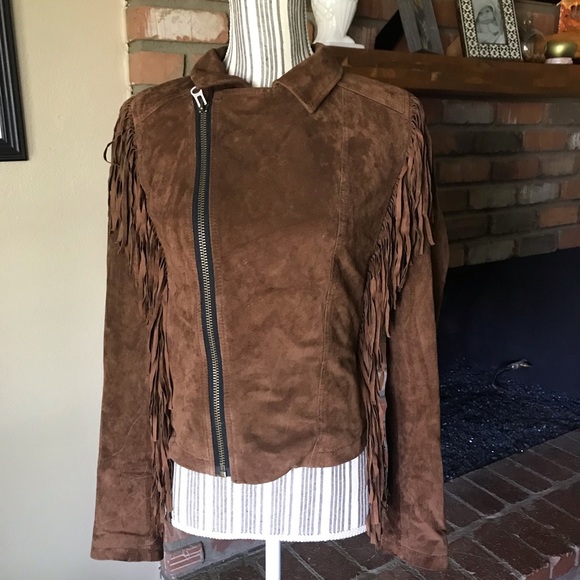 Volcom Jackets & Blazers - Volcom Stone Row Leather Suede Fringe Jacket Sz S